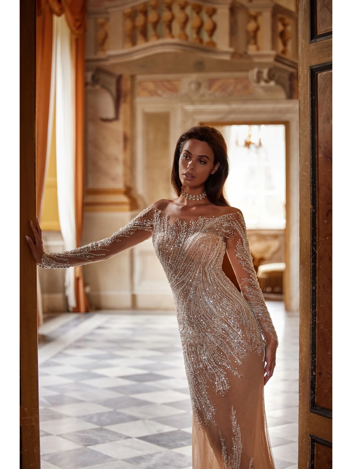 Luxury Wedding Dress/ Diamond-like Beading and Skirt with Lining - Dazzling Divinity - LIDA-01350.42.17